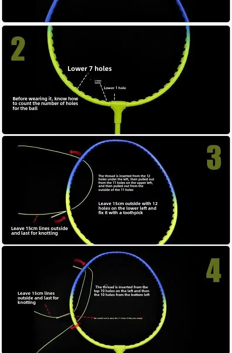 Close-up of string weaving on a badminton racket