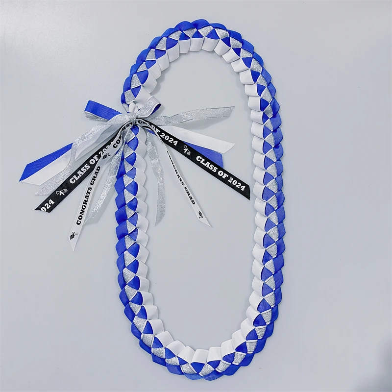 5pcs/set Class of 2024 Graduation Lei Customized Colors Ribbon Leis Graduation Gift Decoration Necklace Cheap Free Shipping