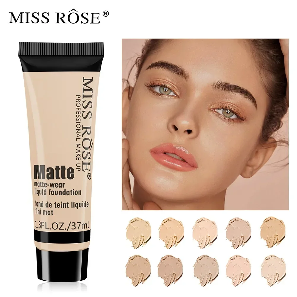 Miss Rose долговечная натуральная нюдовая матовая основа для макияжа лица минеральный пигмент Жидкий тональный крем консилер полное покрытие