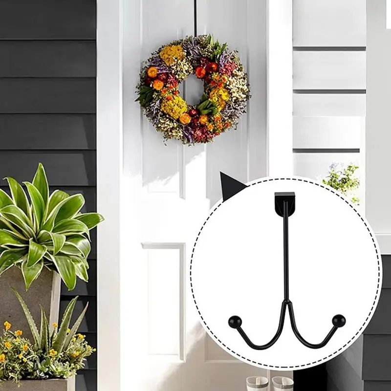 Metal Twin Hooks Metal Prong Shower Door Hooks Hanger Twin Hooks Organizer For Hang Coats Hats Robes Towels Black 3