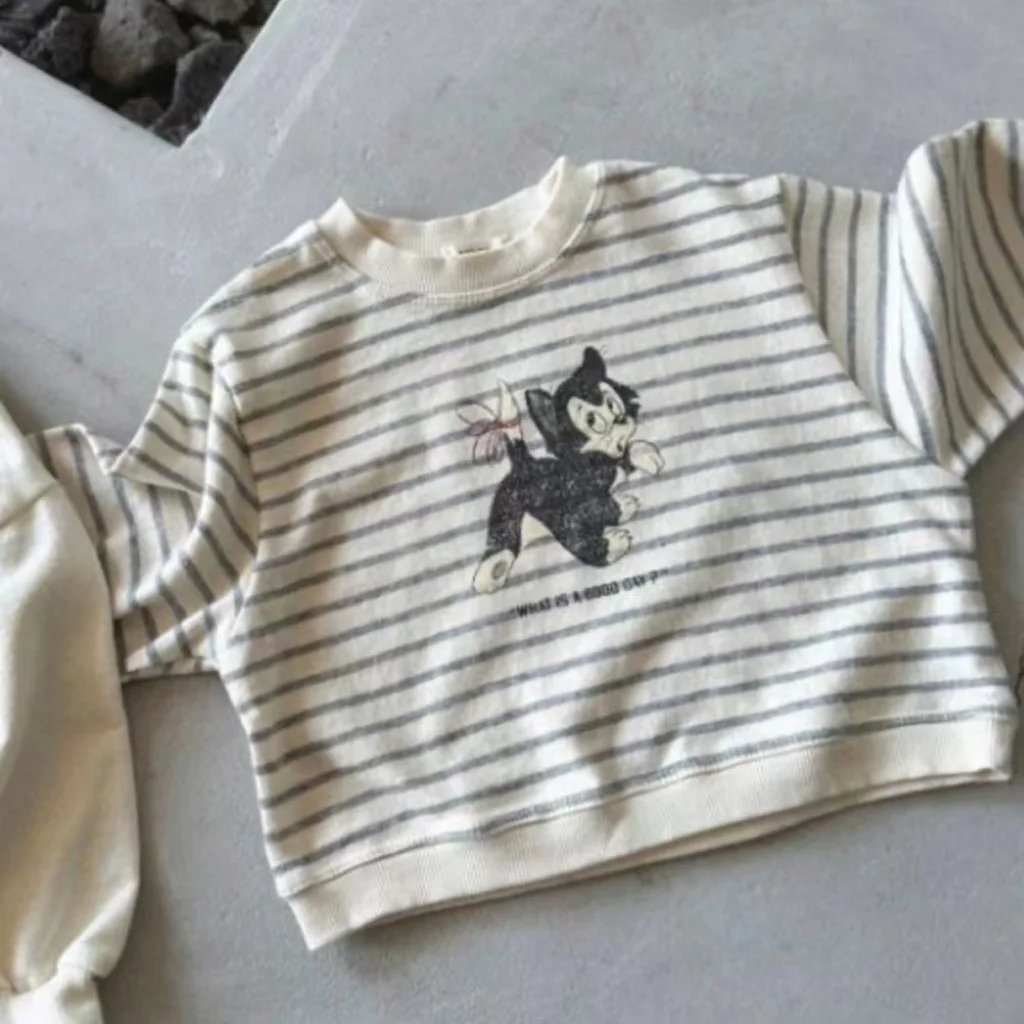 Autumn New Baby Long Sleeve Casual Sweatshirt Cute Cartoon Print Toddler Girl Pullover Cotton Infant Boy Sweatshirt