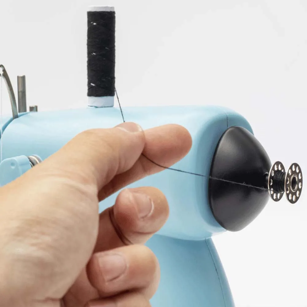 INNE 미니 휴대용 가정용 재봉틀, 야간 조명, 풋 페달, 이중 속도 조정, 이중 스레드, 전기 수동 DC 전원