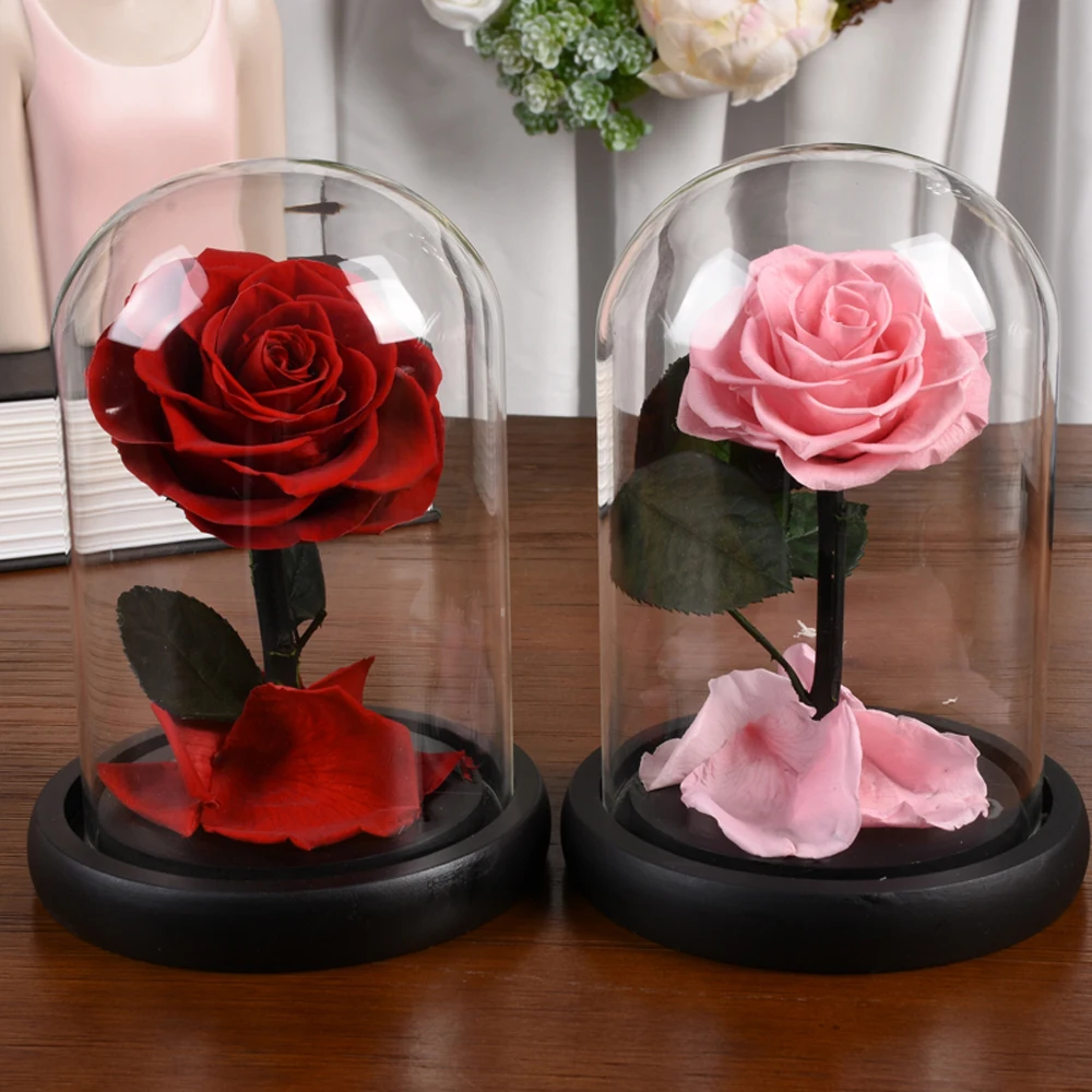 

1pc Real Roses In Glass Dome Forever Flower Preserved Roses Perfect Gift To Her Christmas Valentines Day Gifts Birthday Gift