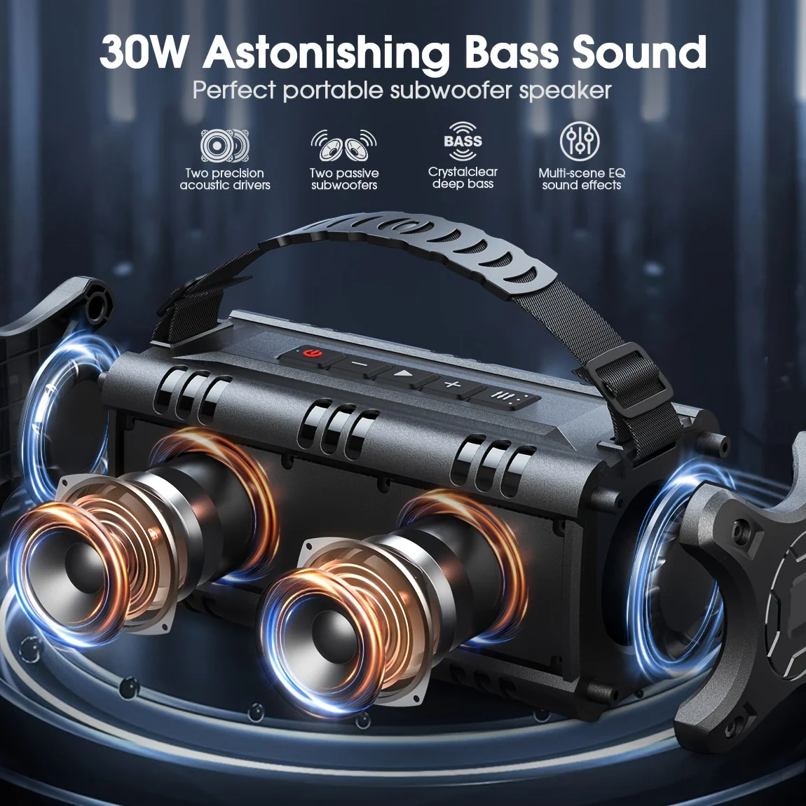 Bluetooth Speaker Portable Speaker Mini Bluetooth Speaker Mini Sound Box W-King D8mini Portable Bluetooth Speaker 30W Music Box 5000 mAh Battery Waterproof Speaker Box 24 Hour Battery Life