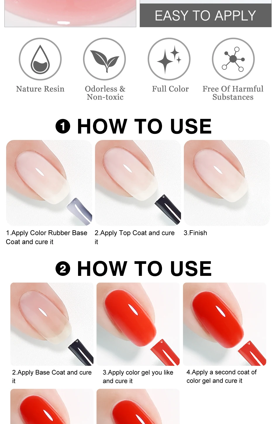 NAILCO 15 ml semipermanente Gummibasis für Gel-Lack, Hybrid-Nagelbasismantel, Decklack für UV-Gel-Nagellack, Maniküre, LED-Emaille – Detail 7