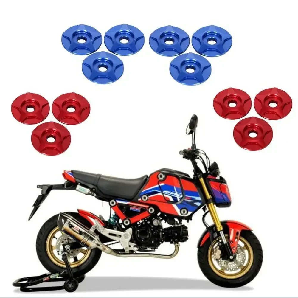 

6*Blue 6*Red CNC Side Panel Cover Full Set Verge Washer For HONDA GROM 2022-2024