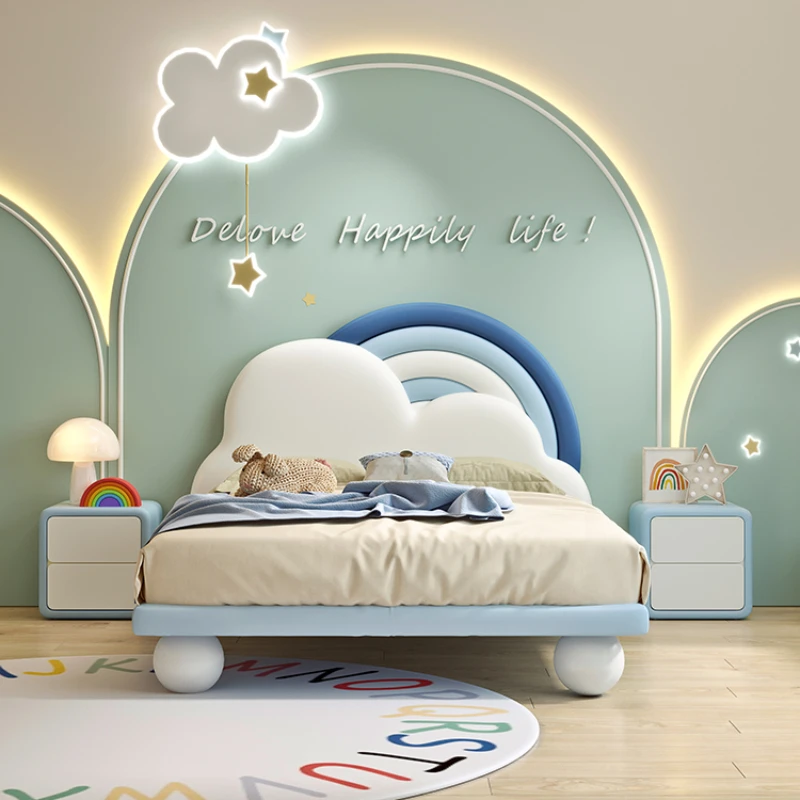 Blue Unique Children's Bed Modern Pretty Loft Queen Bed Comferter Wood Camas De Dormitorio Furniture Home 2