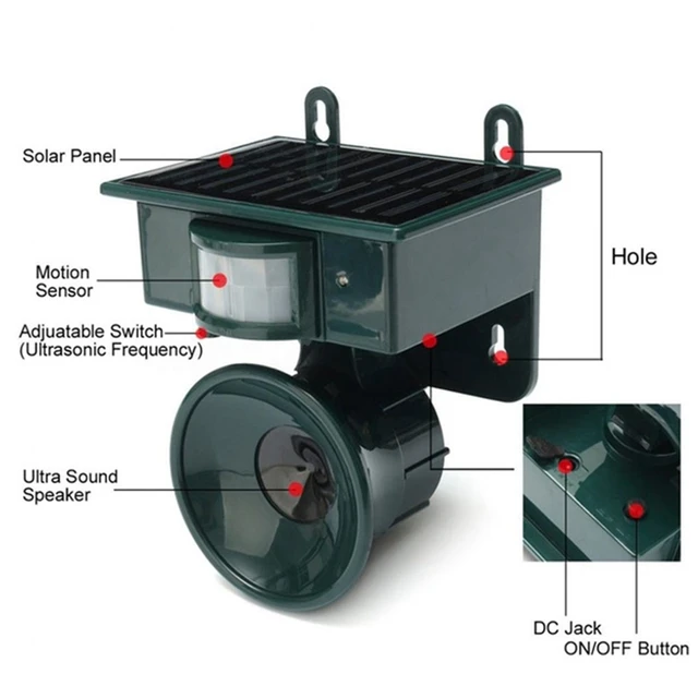 2Db Kültéri Kerti Napelemes Madárcsökkentő Ultrahang Sonic Retrent Scerer Állati Visszataszító Madarak Tagadja A Szerszám Piros Érzékelőt - Image 3