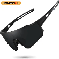 Premium Men's Sports Sunglasses with One - Piece Windscreen Design (Black)