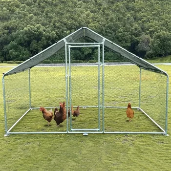 #'Metal Chicken Coop Poultry Cage Chicken Run Pen Dog Kennel with Waterproof and Anti-Ultraviolet Cover for Outdoor Farm Use 1