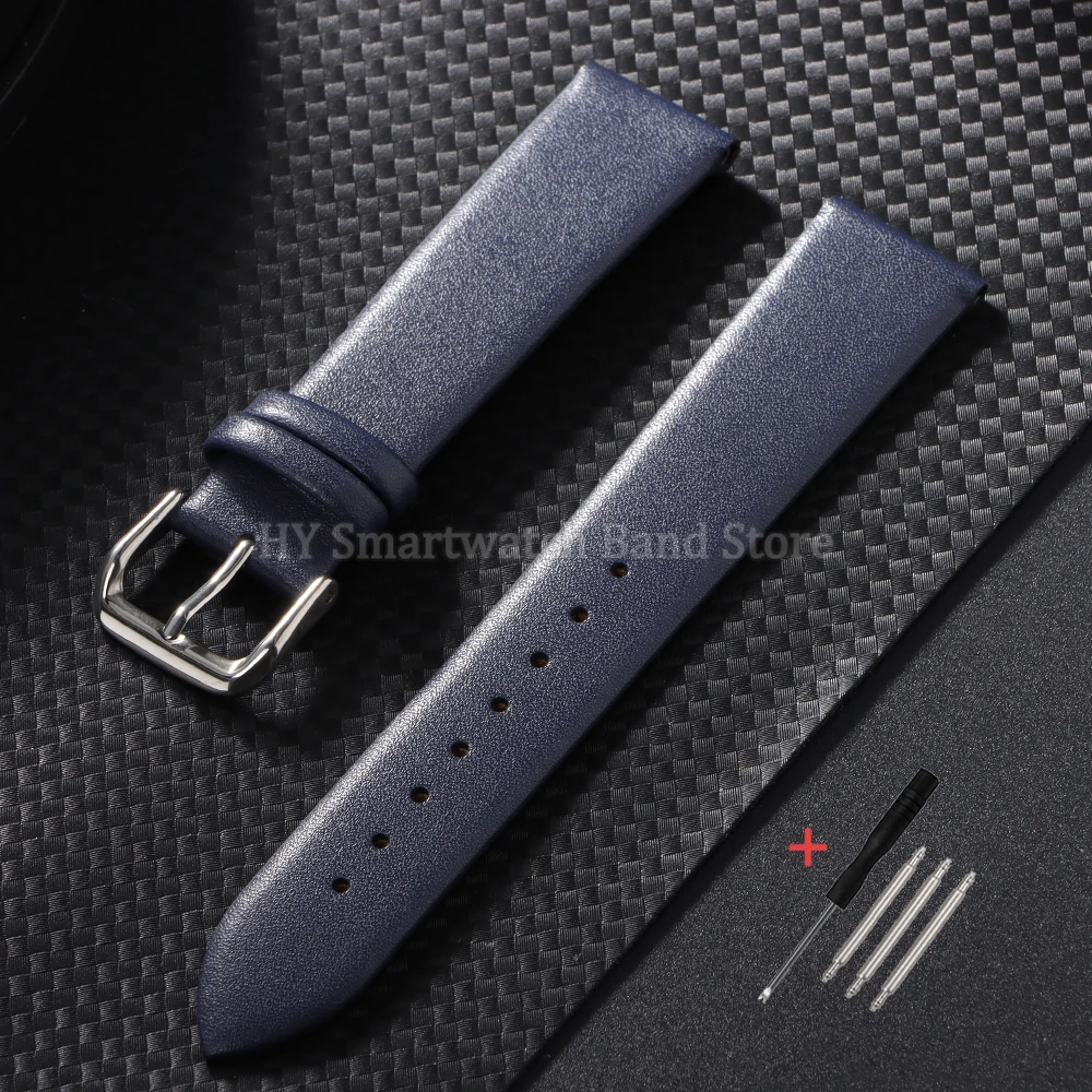 Leather Watch Strap | Ultra Thin Waterproof Wrist Band with Metal Pin Buckle