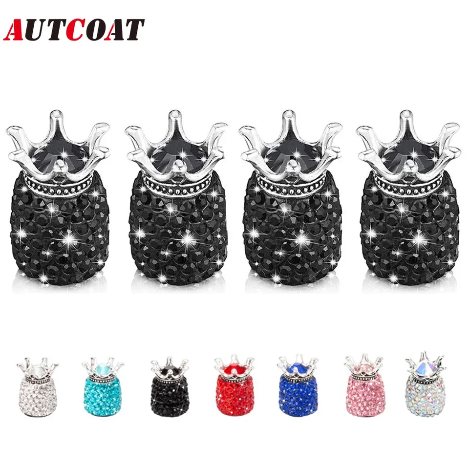 4 Tappi Valvola Per Pneumatici Con Cristalli Strass – Copri Valvola Auto Decorativi Antipolvere, Colore Bianco - 4