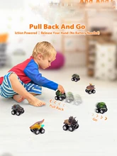  6pcs/set Mini Dinosaur Toy Car Children's Diecast Dinsaur Model Inertia Car Kids Pull Back Car for 3 year old Child 