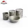 Naturehike Camping Beach Lightweight Titanium Flatware Set Folding Water Cup Mug Tableware Outdoor Cookware Dinner Bowl Cup Mug 1