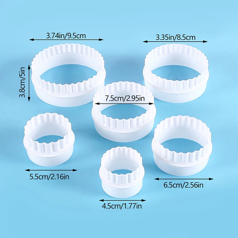 Cookie Cutters 6Pcs/Set White Wave Round Double-sided For Kitchen Baking Pastry Candy Chocolate