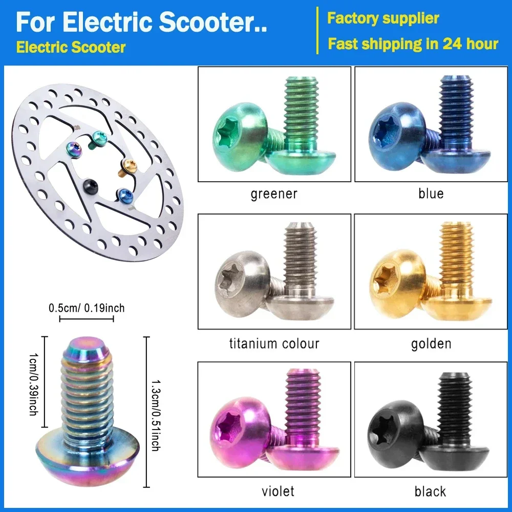 

Titanium Disc Brake Rotor Screw M5x10mm for Electric Scooter Brake Rotor Screws 1Set Fixing Bolts with Tool Cycling Accessories