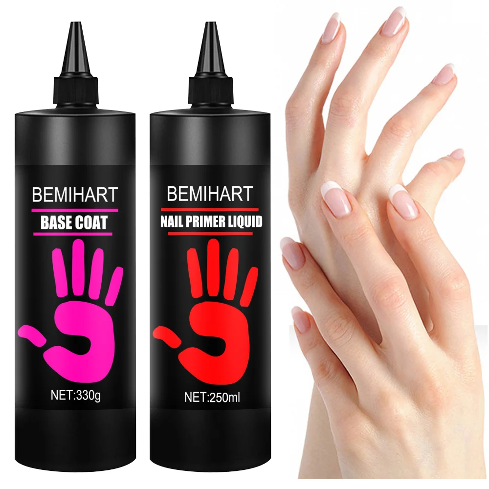 Gel Nail Polish Gel Nail Art Set Gel Nail Varnish BEMIHART 250ML Acid Free Nail Primer Liquid Nail Polish Removable Base Gel Matte Tempered Luminus Top Coat Remover Glue