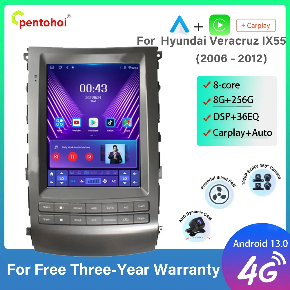 

Pxton Android Tesla Screen Car Radio Stereo Multimedia Player For Hyundai Veracruz IX55 2006-2015 Carplay Android Auto 8G+128G
