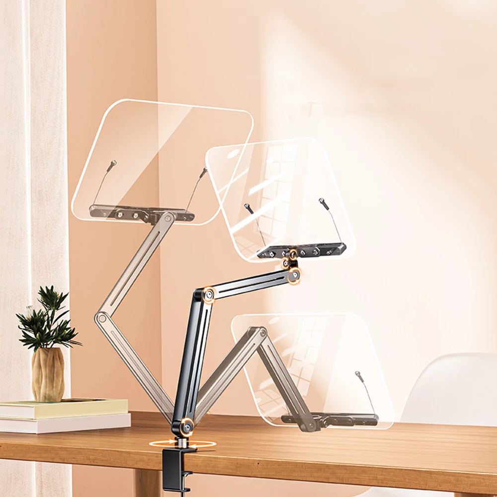 탄성 페이지 클립이 있는 아크릴 책꽂이, 책상 클램프 책꽂이, 높이 조절 가능 접이식 데스크탑 라이저 스탠드 (독서용)