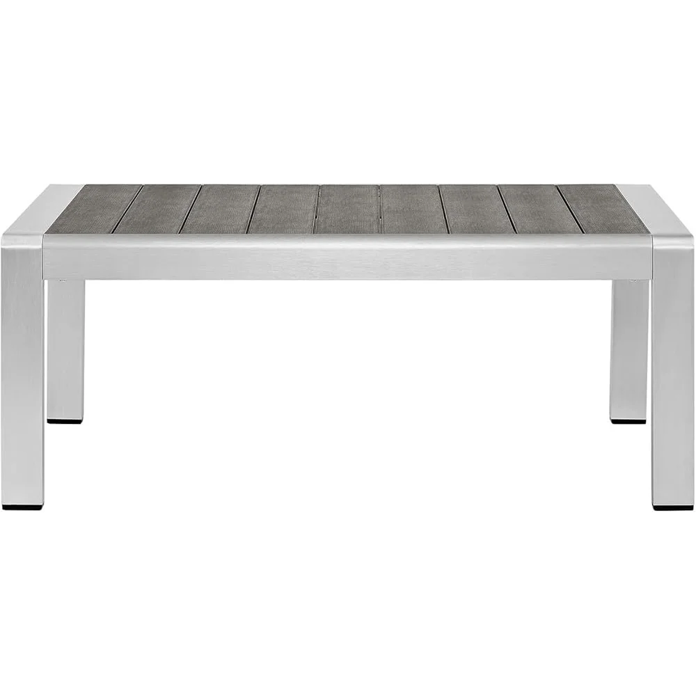 Weather Resistant Aluminum Outdoor Coffee Table Patio Poolside Modern Easy Clean Contemporary Design Relaxation Entertainment 5