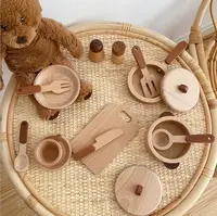 Natural Wood Children's Preschool Toys Fruits And Vegetables Simulation Play House Kitchenware Cognitive Wooden Model Toys 2
