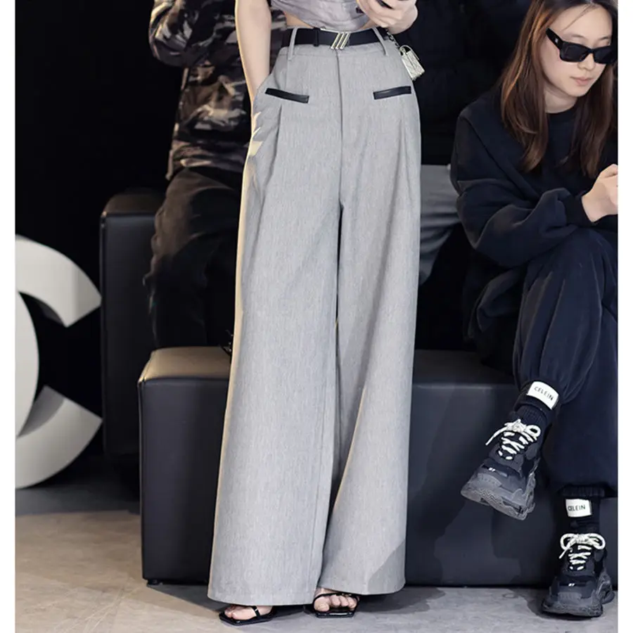 Summertime Thin Popular Outfit Sense of Design Streetwear Y2k Pants Trousers High Waist Wide Legs Mopping Temperament Versatile