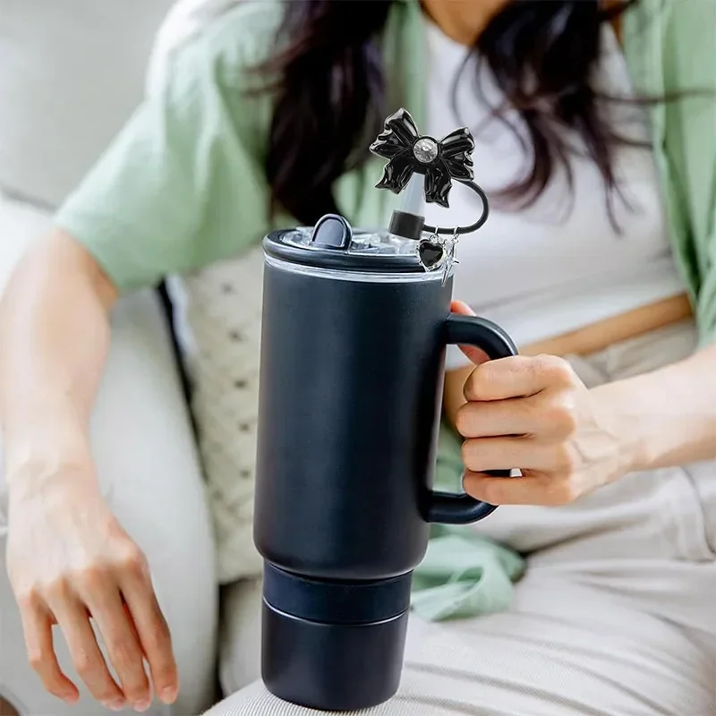 Hot 4PCS Dustproof Straw Plug with Pendant,Reusable 10mm Resin Sparkling Dust Cap Cover for Stanley Cup Straw Cover Party Gift