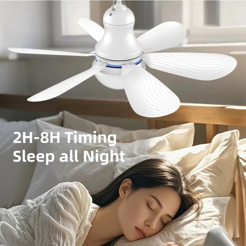 USB Ceiling Fan Lighting 6 Leaves USB Powered Ceiling Canopy Fan Hanging with Remote Control Camping Portable