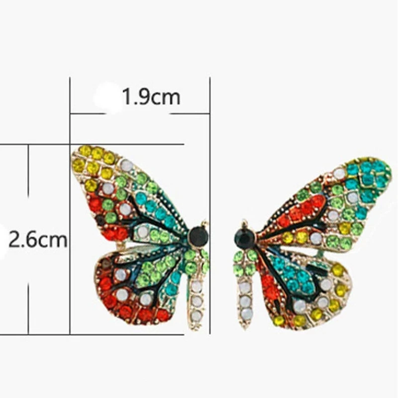 Zircon butterfly stud earrings for women girls cute date party jewelry