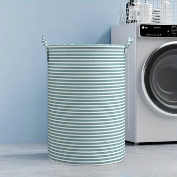 Striped Foldable Laundry Basket 2