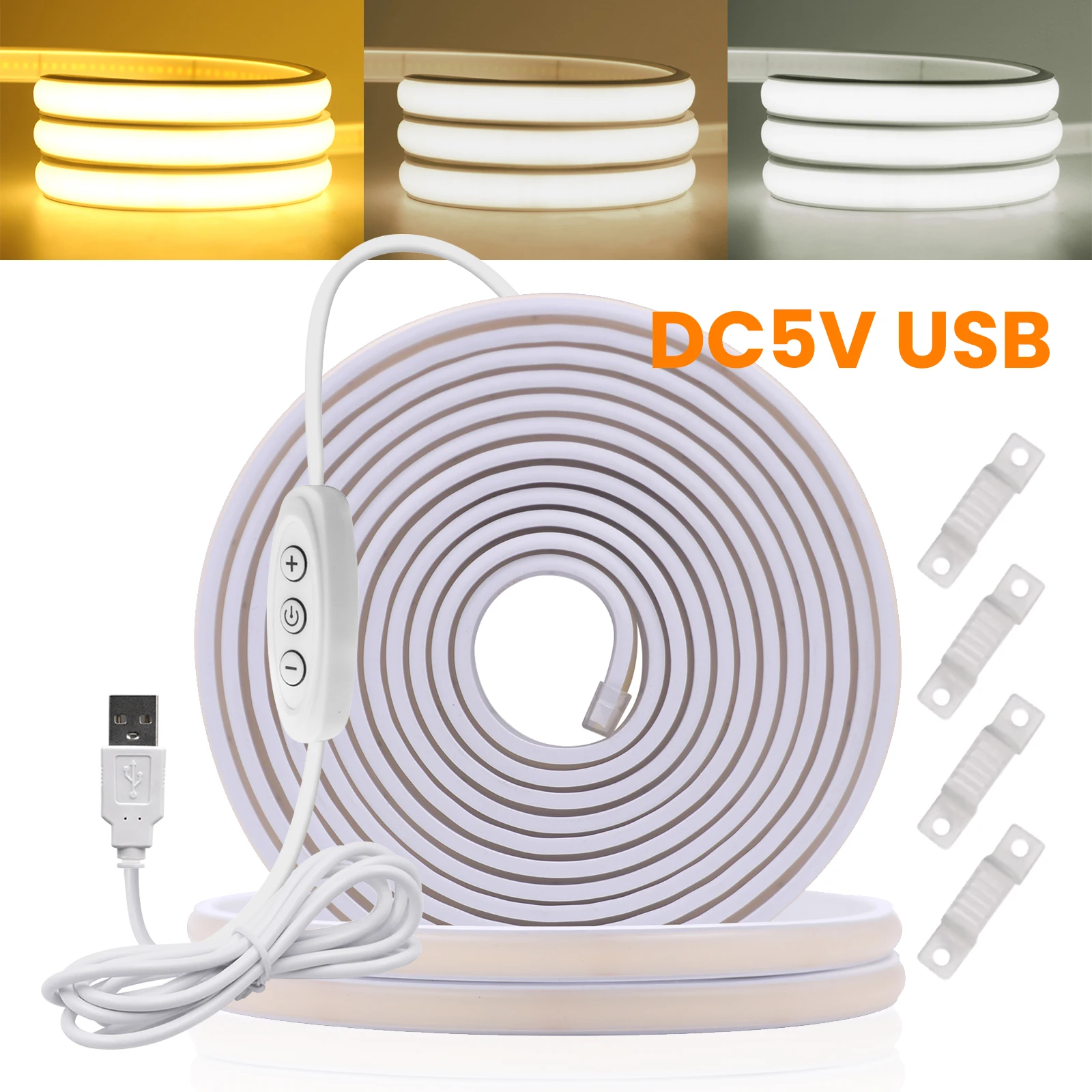 Waterproof COB LED Strip USB 5V 320LEDs/m Flexible Neon Lights Sd0f2f876e8e14d41a448027beaf6cf81j