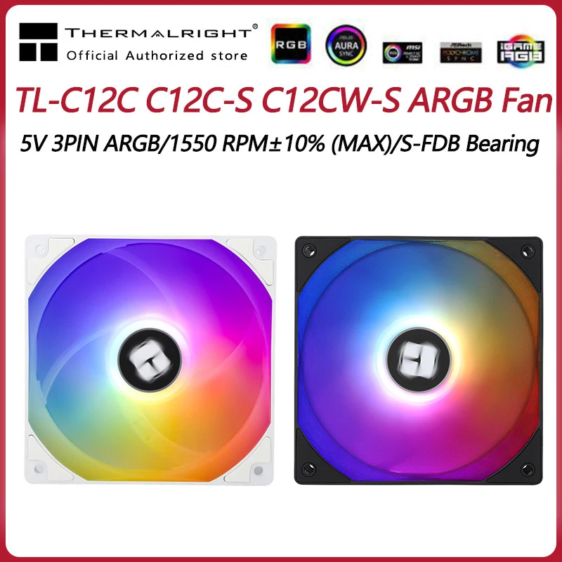 Thermalright Tl-c12c 120 mm Ventilador de Refrigeração 5v 3pin Argb pc Gamer Ajustar Velocidade Cooler Argb Ajustável Caixa do Computador Ventilador Ventilador
