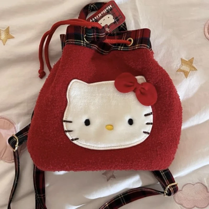 

Винтажные плюшевые рюкзаки Hello Kitty, школьный рюкзак, мини-рюкзак, школьная сумка, дорожная сумка, сумки