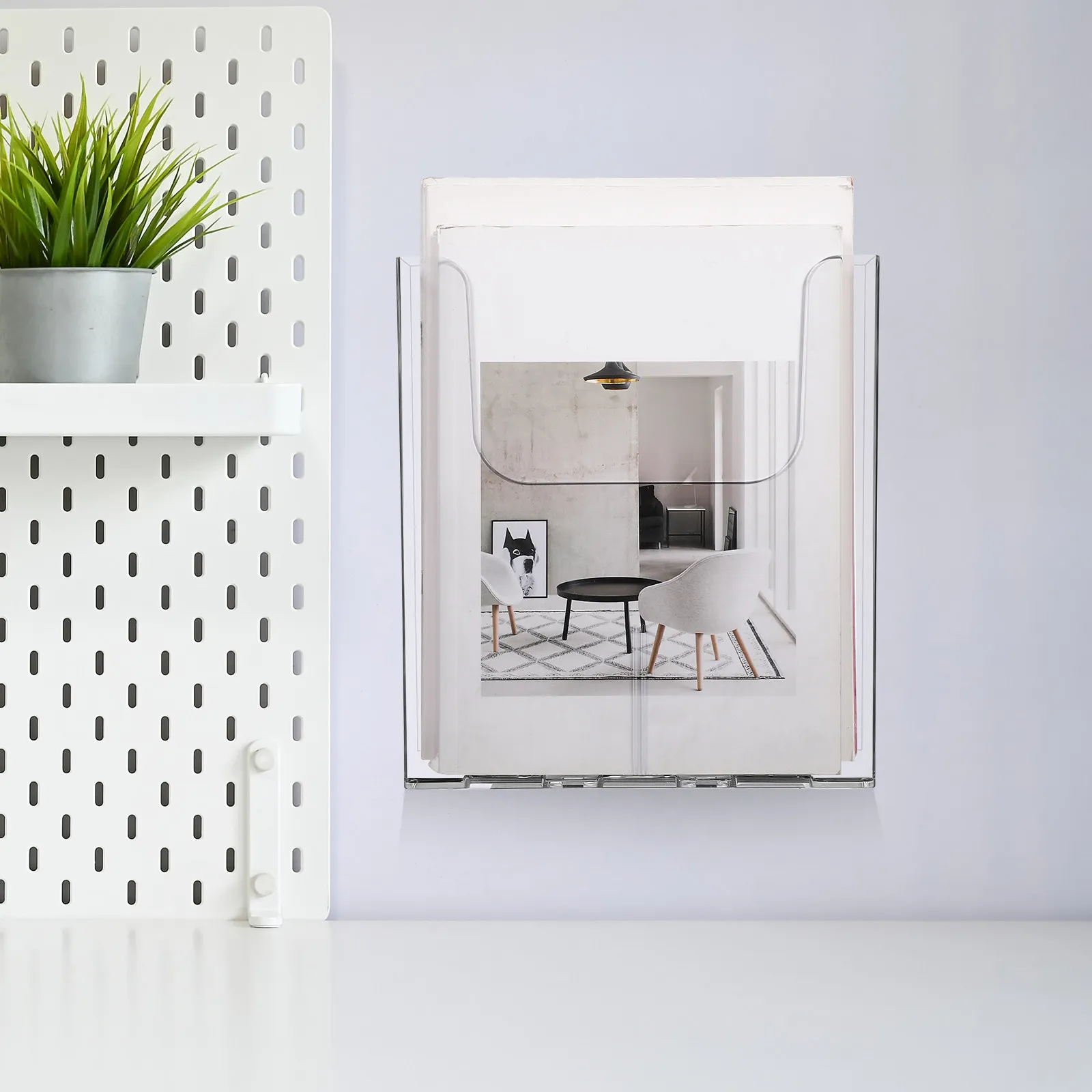 2Pcs 튼튼한 아크릴 벽 파일 홀더 투명 A4 문서 정리함 쇼핑몰 사무실 전시용 간편 설치 브로셔 디스플레이 랙