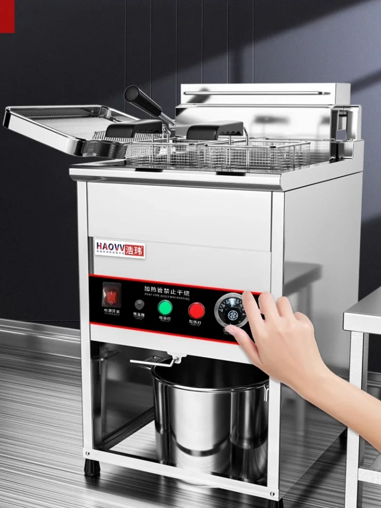 Fryer Commercial Large Capacity Temperature Control Electric Fryer Double Cylinder Skewers Fried Chicken Oil Vertical