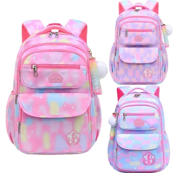 School Bag Shoulder Backpack Cloud Pattern Princess Pink Purple Blue Schoolbag Kawaii Cute Waterproof Backpack 1