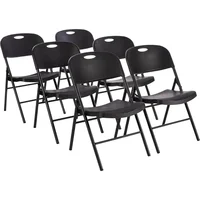 Folding Plastic Chair with 350-Pound Capacity - Black, 6-Pack, Dining Room Chairs 1