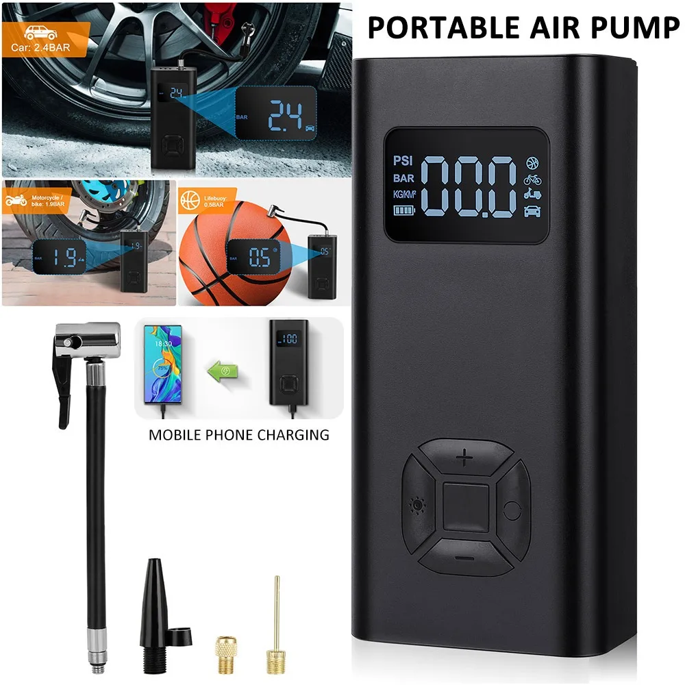 Tire Inflator Portable Air Compressor 5V 150PSI Cordless Car Tire Pump USB Rechargeable 6500mAh Battery Air Pump For Cars Motorc