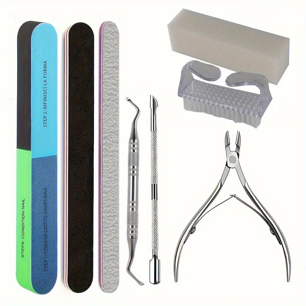 Professional 8-Piece Nail Care Kit - Deluxe Manicure Set with Cuticle Tools and Tweezers - Unscented