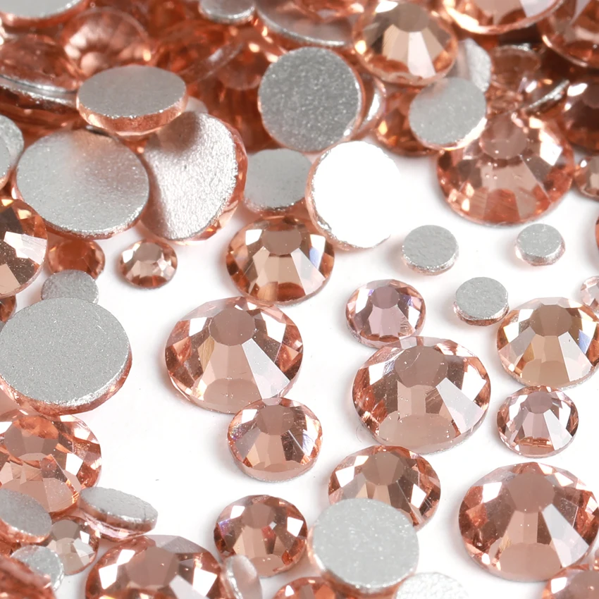 

Champagne ss3-ss30 sparkling Art nail flat back glass NonHotFix rhinestones crystal strass diamond glitter stone for DIY garment