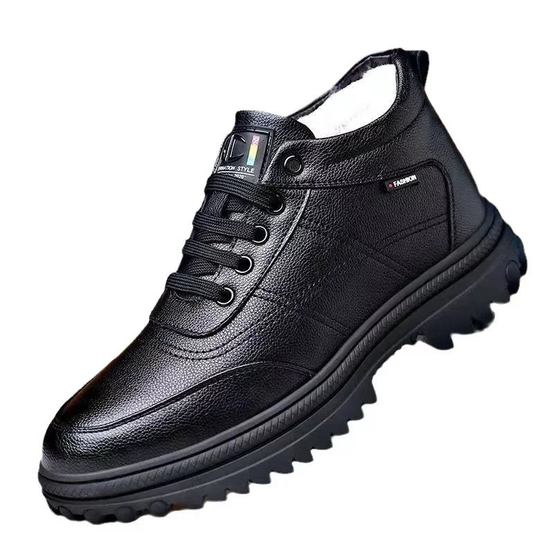 Winter Padded Thickened Men's Cotton Shoes Hundred Casual Snow Boots Men's Leather Shoes Outdoors Men Boots