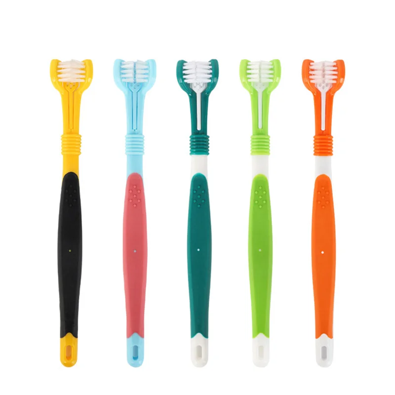 

1PC Three Sided Pet Toothbrush Dog Brush Addition Bad Breath Tartar Teeth Care Dog Cat Cleaning Mouth Toothbrush