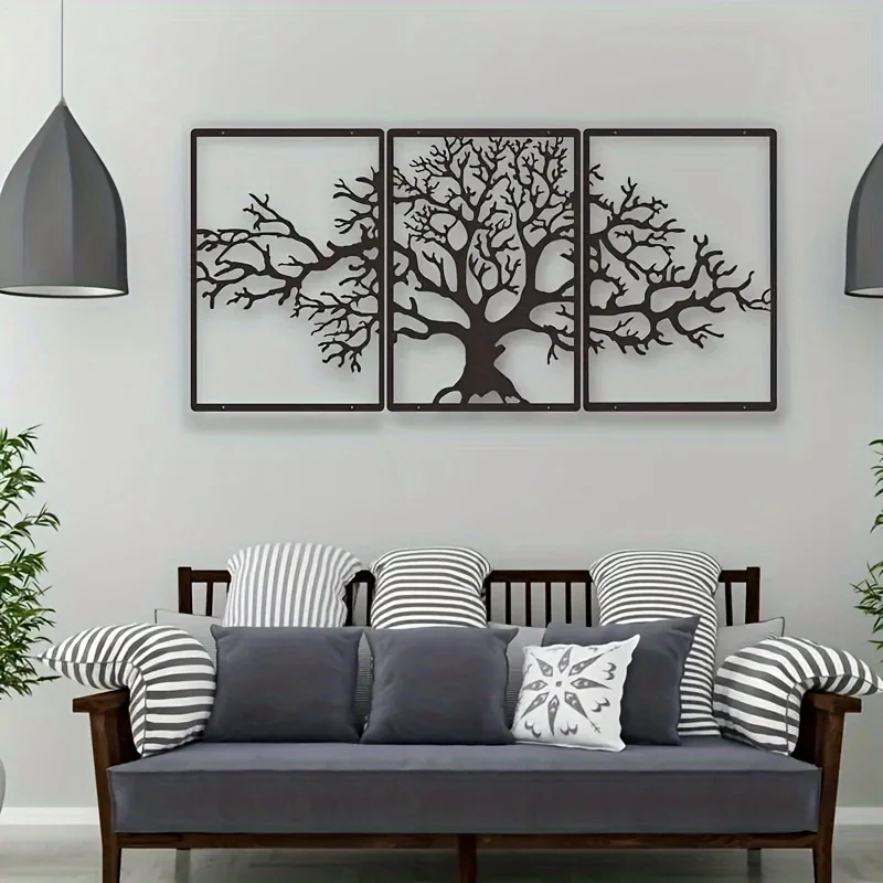

3pcs/set Tree of Life Metal Wall Art Decor - Perfect Housewarming Gift for Bedroom, or Kindergarten - Unique Home Decoration