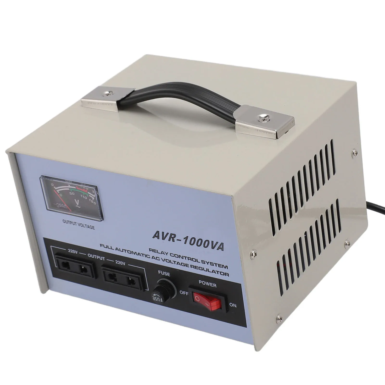 AC Voltage Regulator 1000W 160-Input Output 3 Universal Sockets Automatic Voltage Stabilizer with 2 Fuse