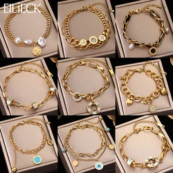 EILIECK 316L Stainless Steel Gold Color Multilayer Charm Bracelet For Women Fashion Girls Bangle Wrist Jewelry Gifts Waterproof