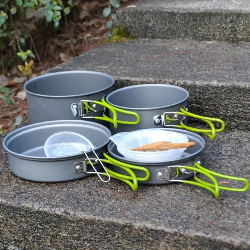 11in1 Portable Camping Cookware Kit Lightweight Folding Nonstick Cooking Pot Pan Spoon Set Cook Equipment Cooker Set For Cooking