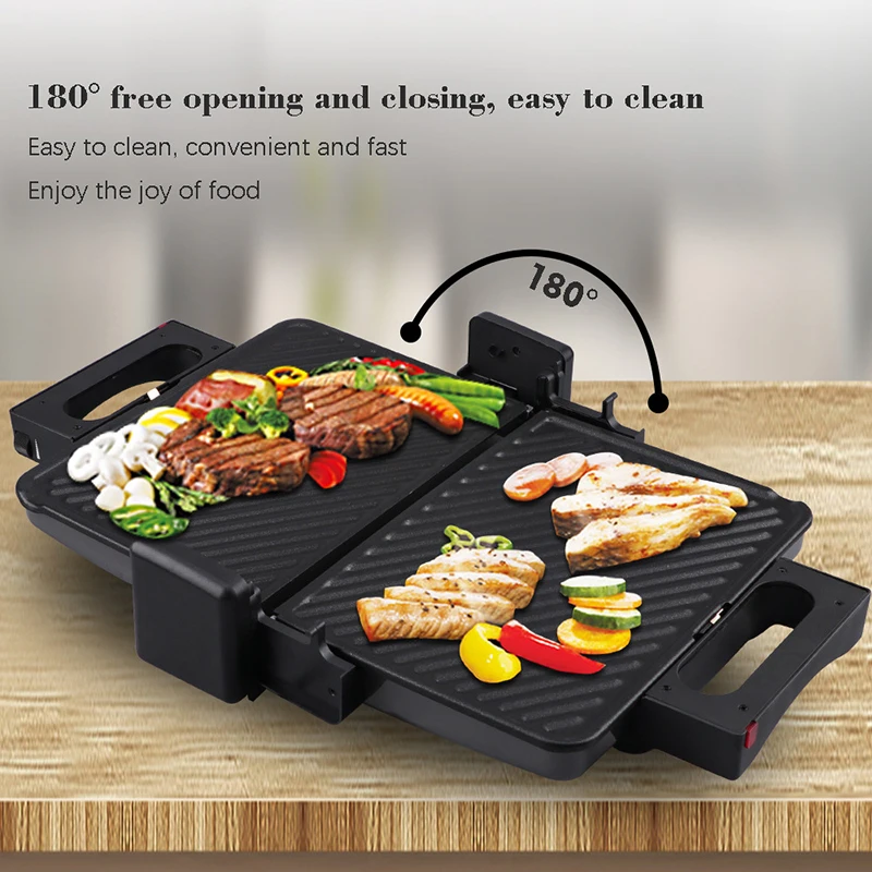 Panini Sandwich Maker Breakfast Machine Barbecue Sausage Household Burger Toast Cooking Utensils 2000W Electric Non Stick Pan