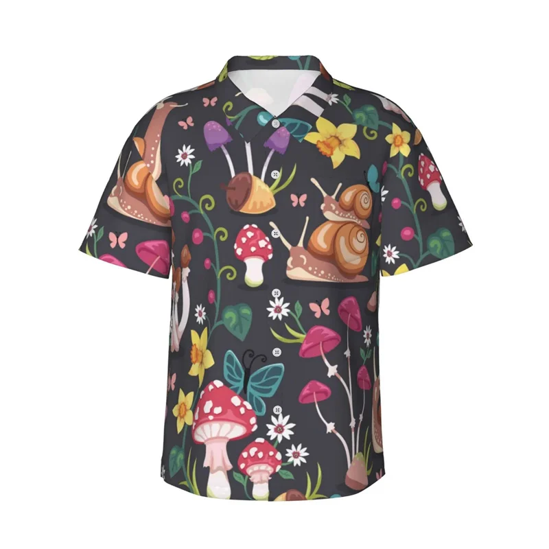 

Men'S Hawaiian Mushroom Anchors Beacon Print Short Sleeve Shirts Summer Vacation Beach Shirts Women Kid Cartoon Cute Shirt Tops