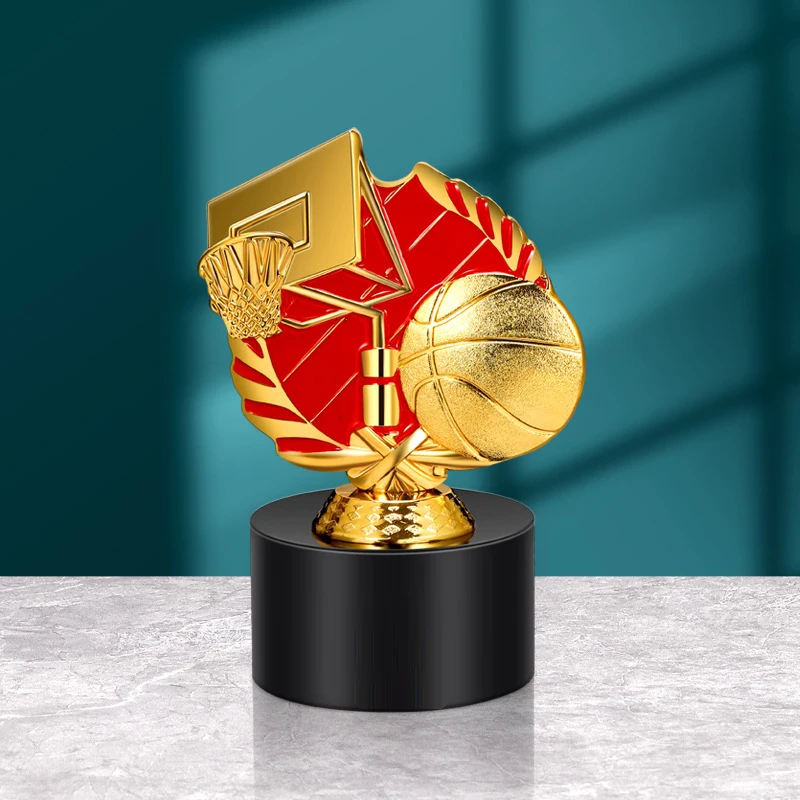 Customized Sports Ball Series Metal Trophy, Souvenir Crafts Awards, Home Decoration, Creative Crystal Bottom Small Trophies, 1Pc