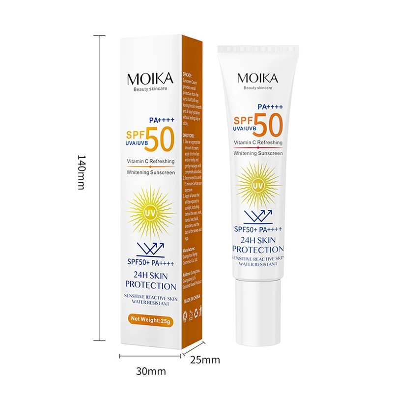 Facial sunscreen SPF 50+ vitamin C refreshing sunscreen organic whitening isolate ultraviolet rays waterproof facial UV protection sunblock